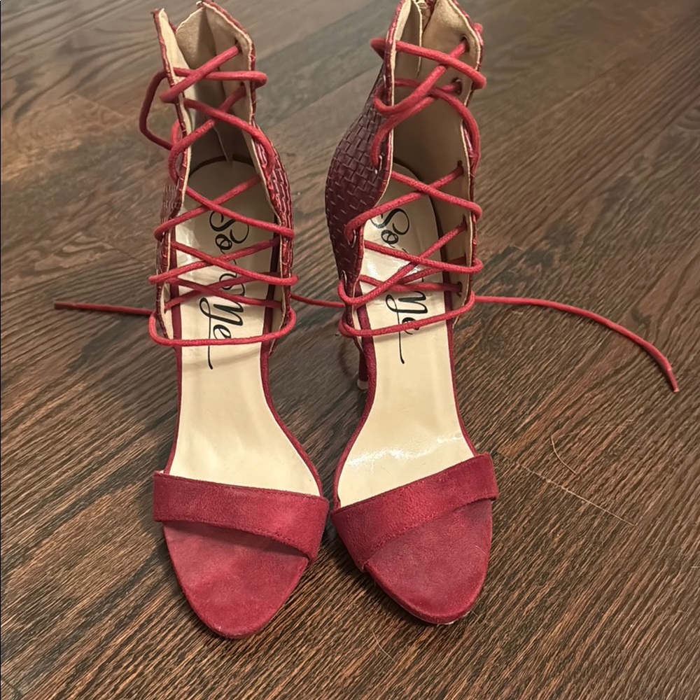 So Me Red Strappy Stiletto Heels